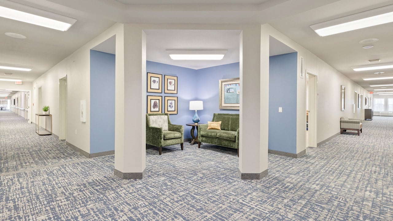 Seating in the commons area at Willow Creek