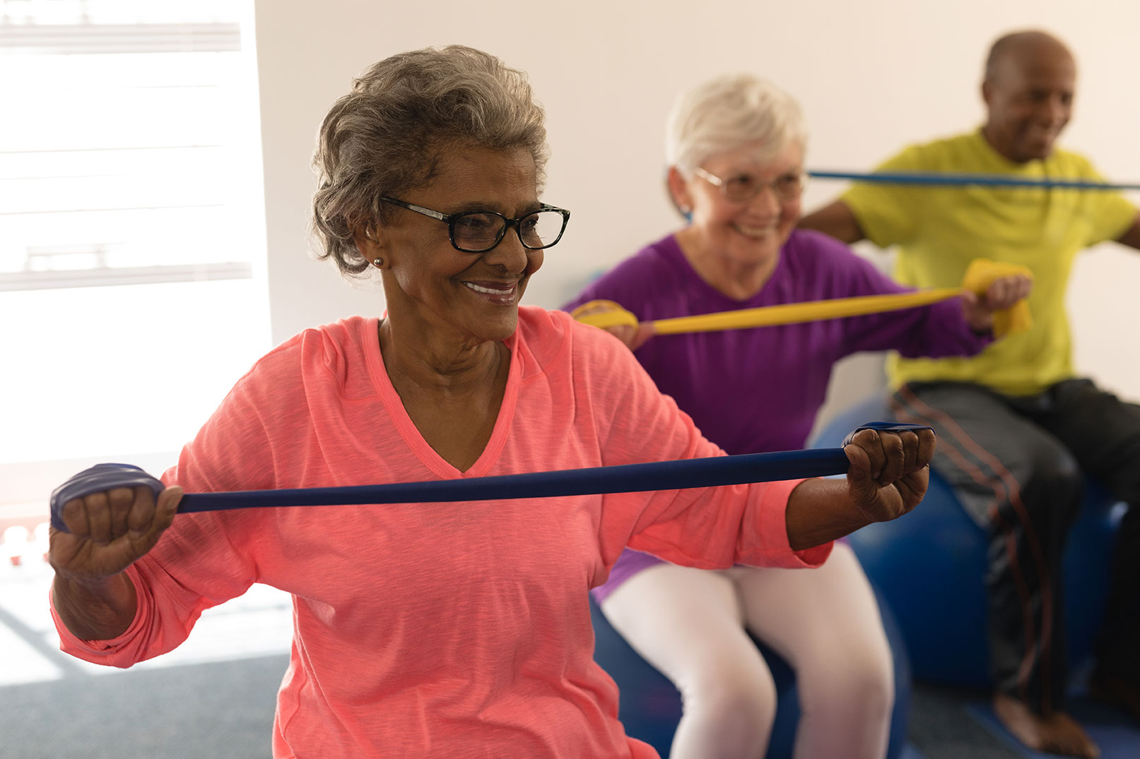 Residents taking part in an exercise class at Willow Creek