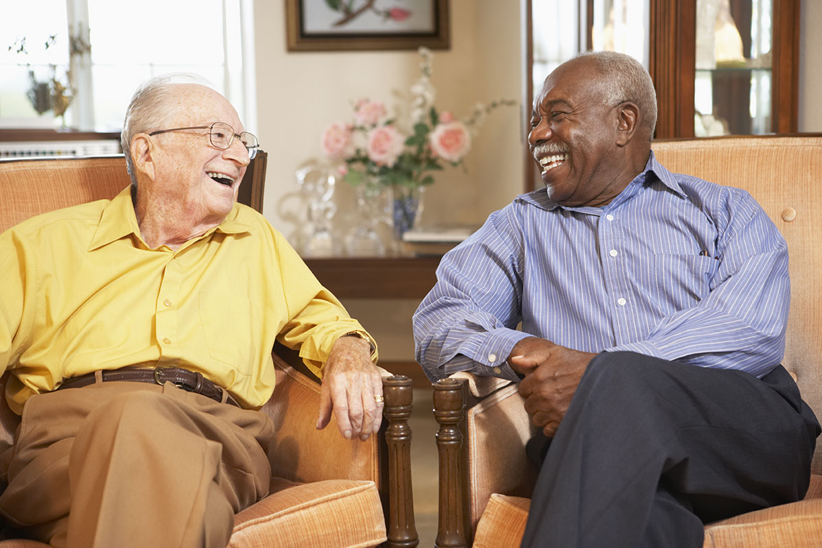 Residents laughing together at Willow Creek
